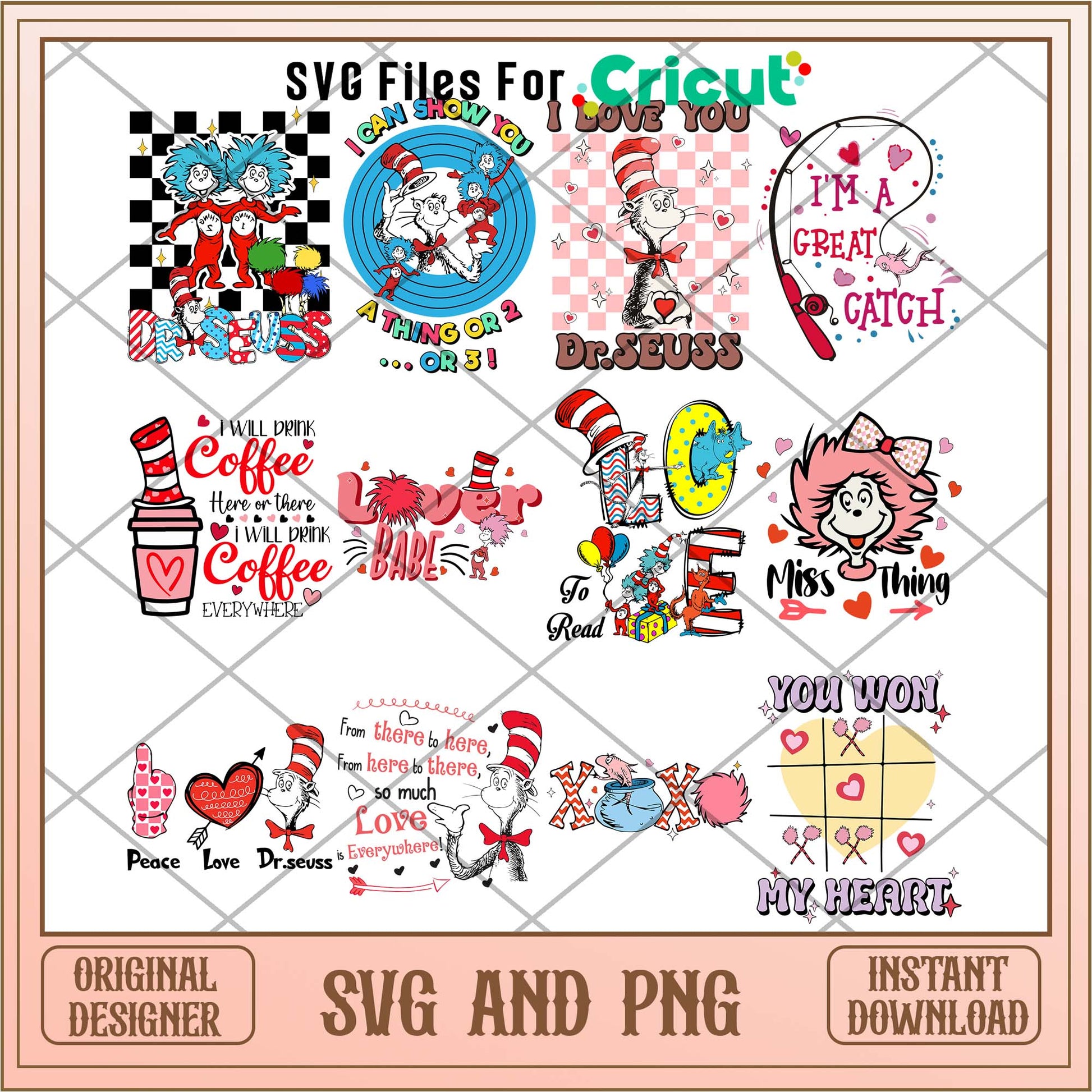 Dr Seuss cute valentine art svg bundle