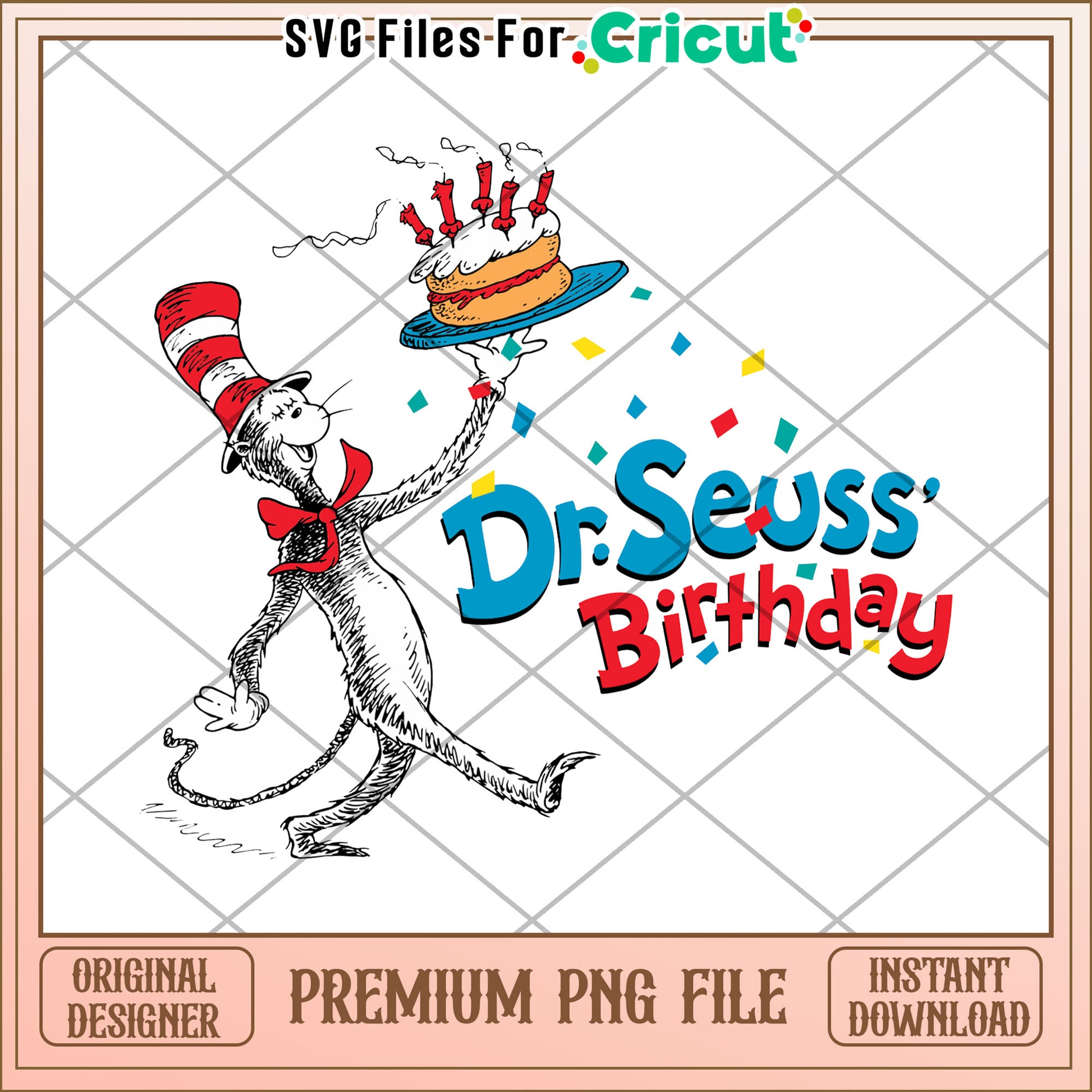 Dr Seuss Birthday PNG, Instant Download