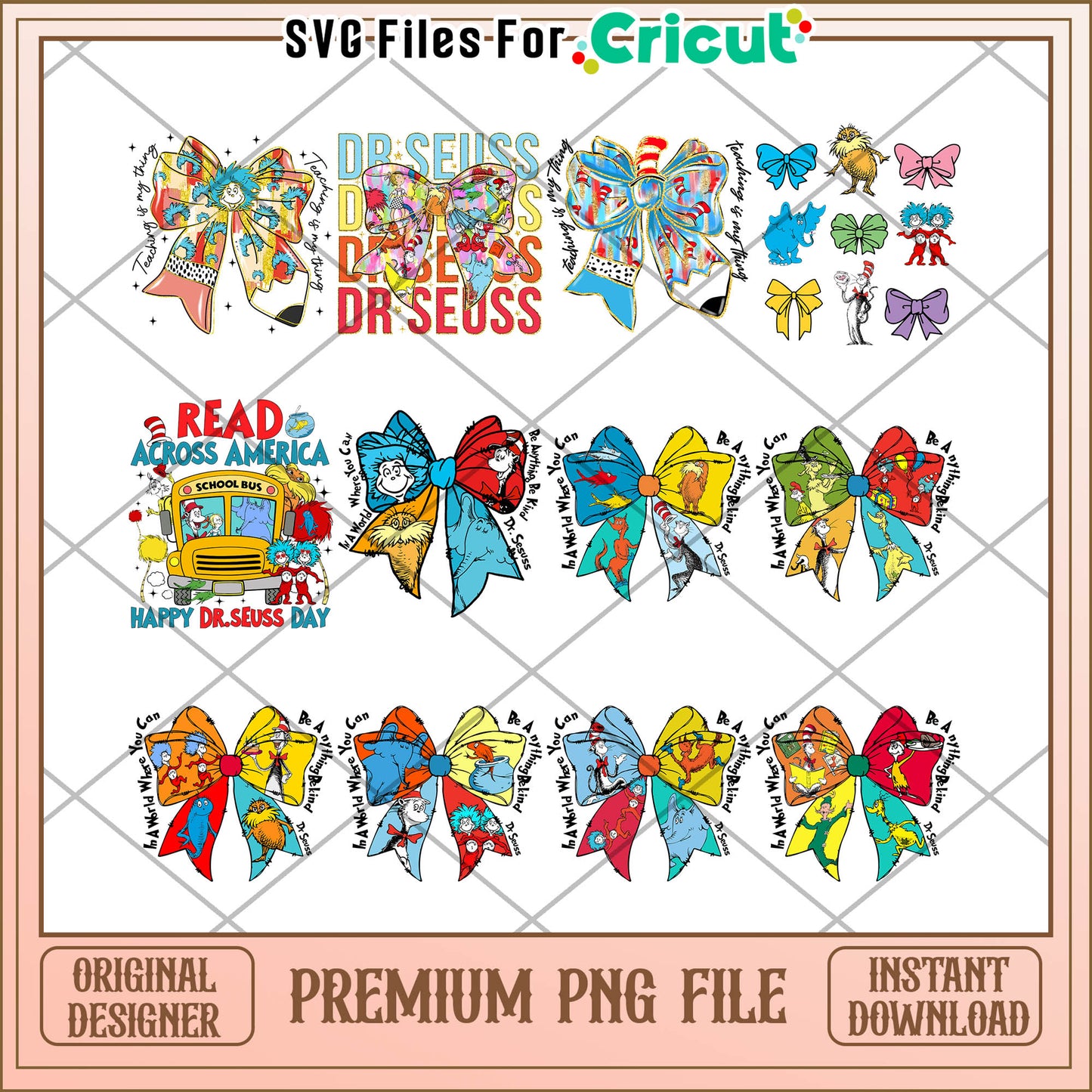 Dr Seuss Bow Bundle PNG for Creative Projects Download