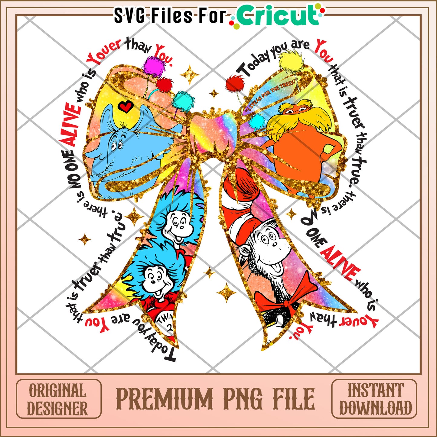 Dr Seuss Bow PNG Instant Download