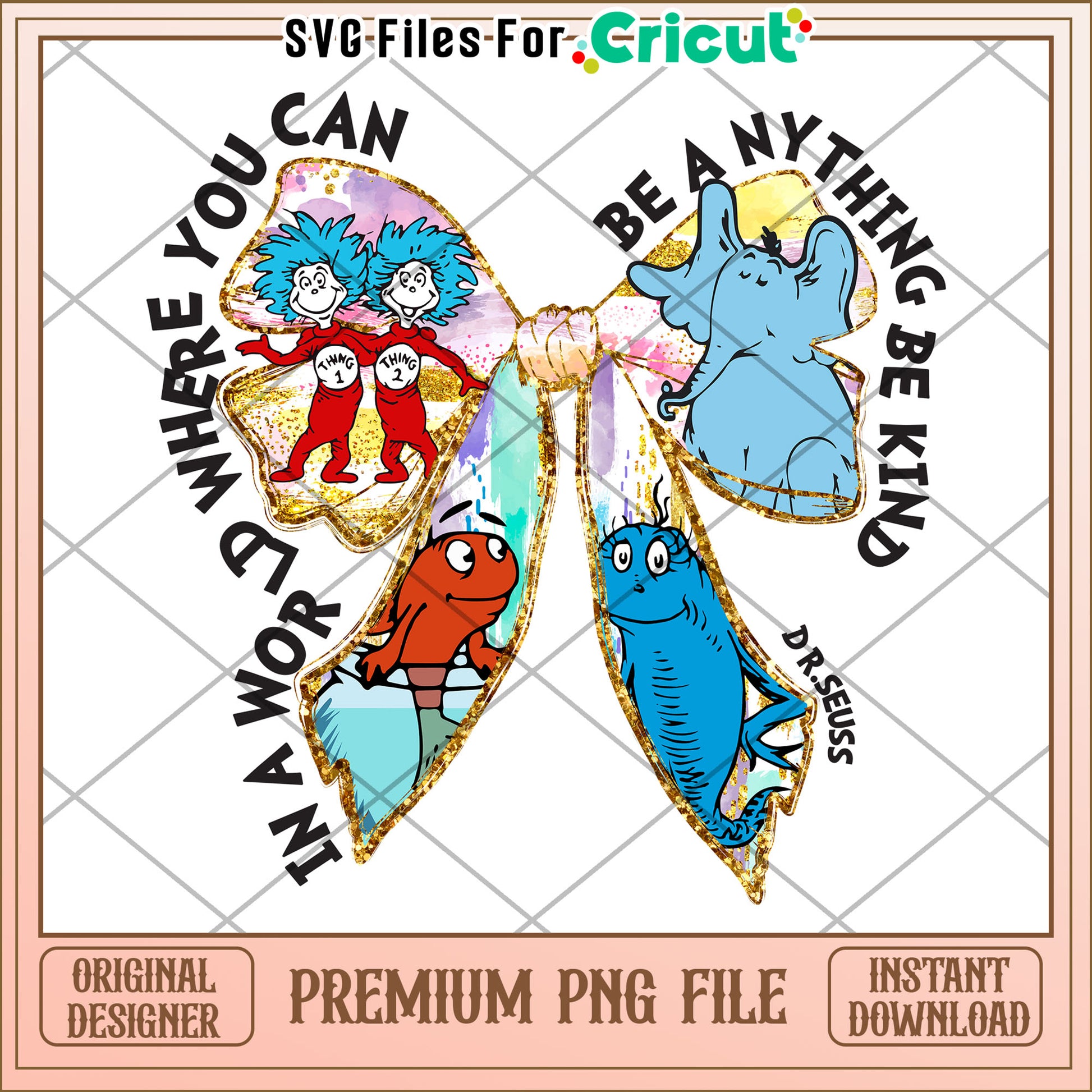 Dr Seuss Bow PNG Sublimation