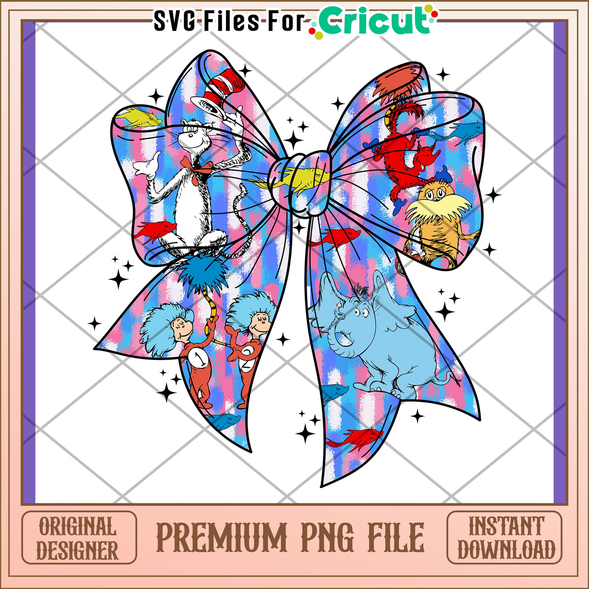 Dr Seuss Bow PNG Sublimation Design