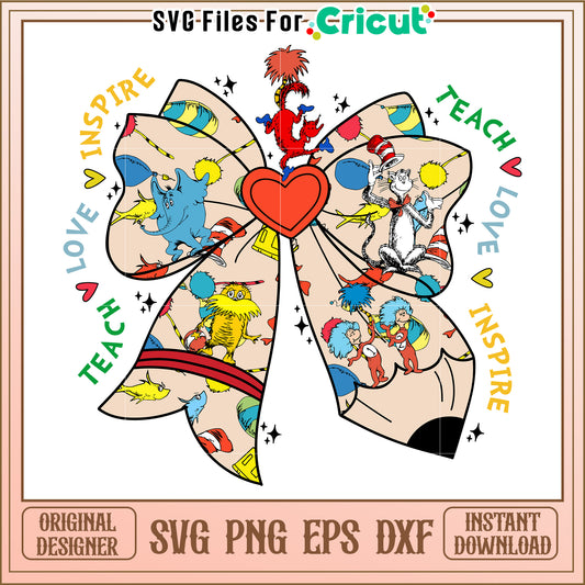 Dr Seuss Bow SVG Cut File PNG EPS DXF