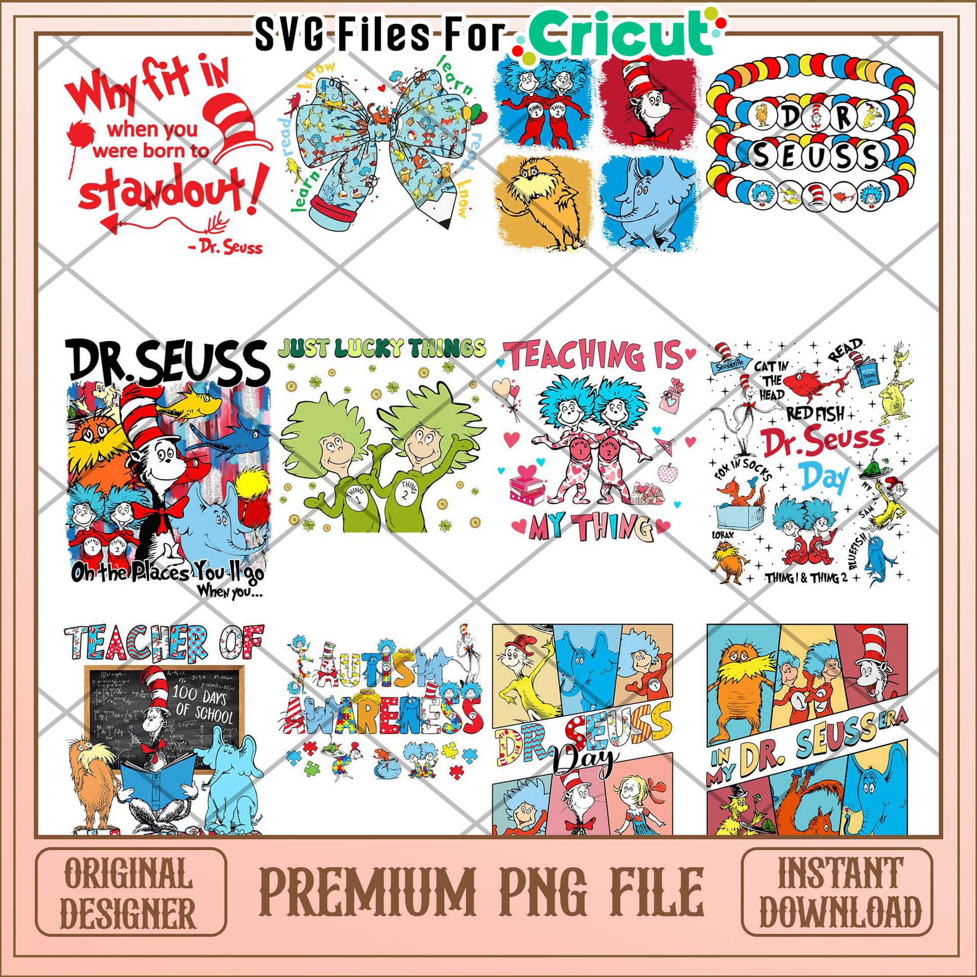 Dr Seuss Bundle PNG Files for Creative Projects and Crafts