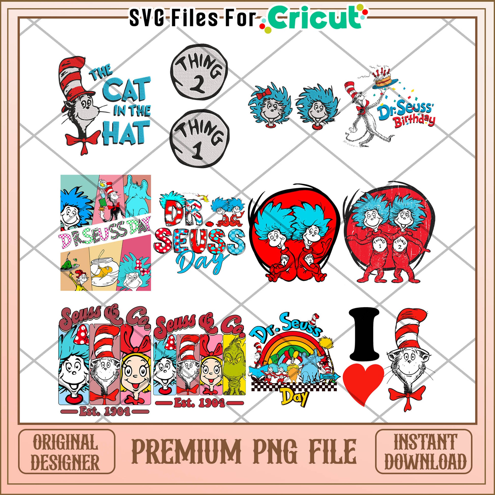 Dr Seuss Bundle PNG for Birthday and Celebration Designs