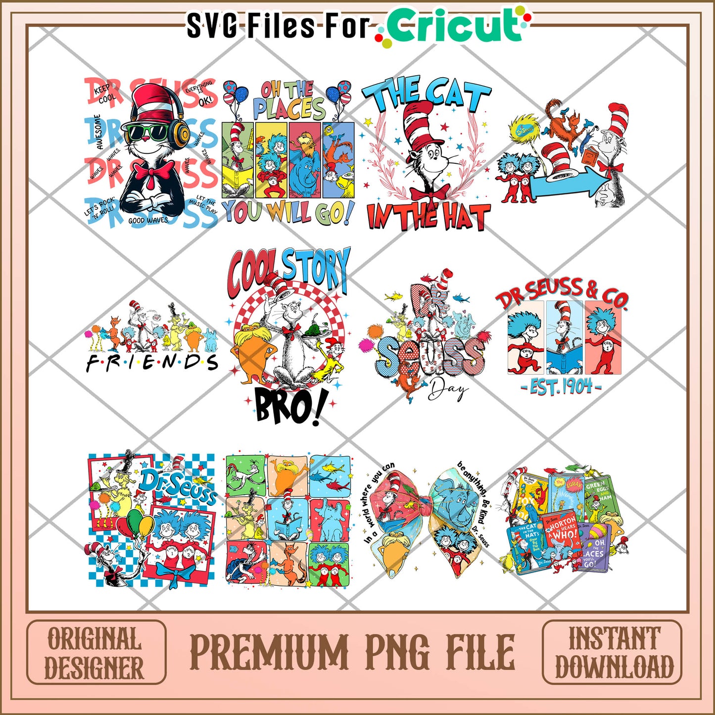 Dr Seuss Bundle Premium PNG Files for Instant Download