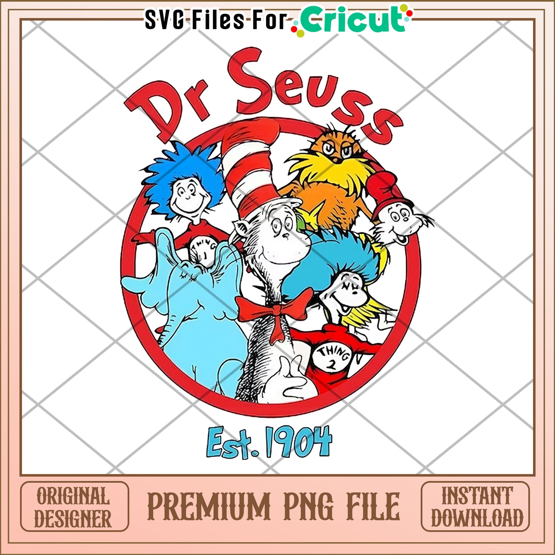 Dr Seuss Character Art Premium PNG Instant Download File
