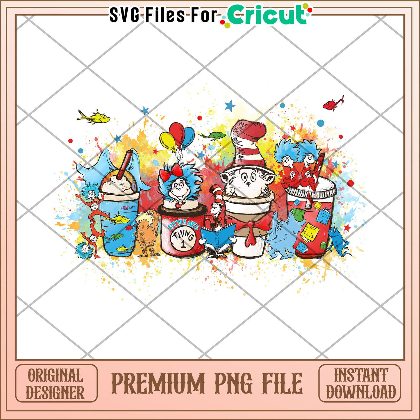 Dr Seuss Characters PNG Sublimation Design