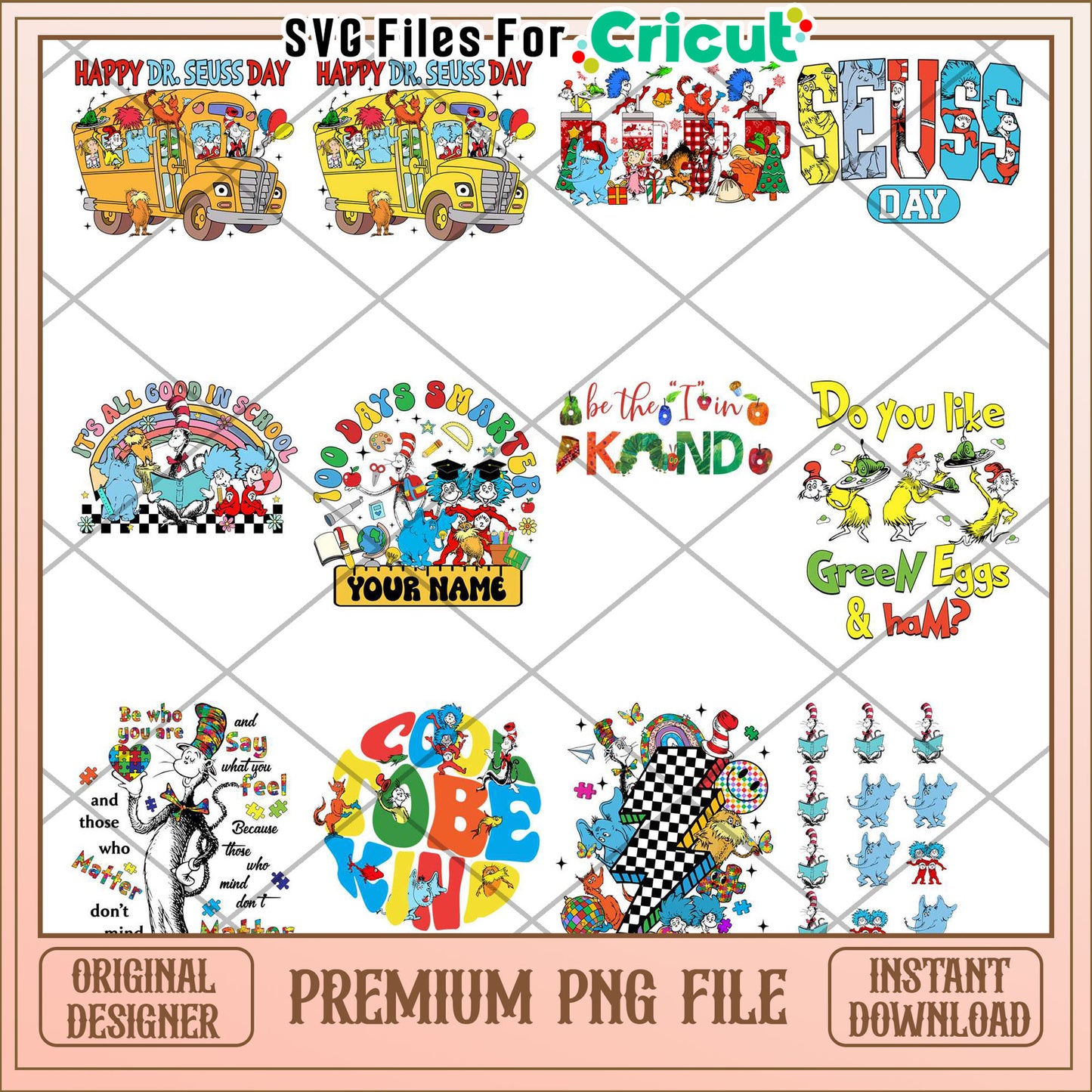 Dr Seuss Day Bundle PNG Fun School Designs for Kids