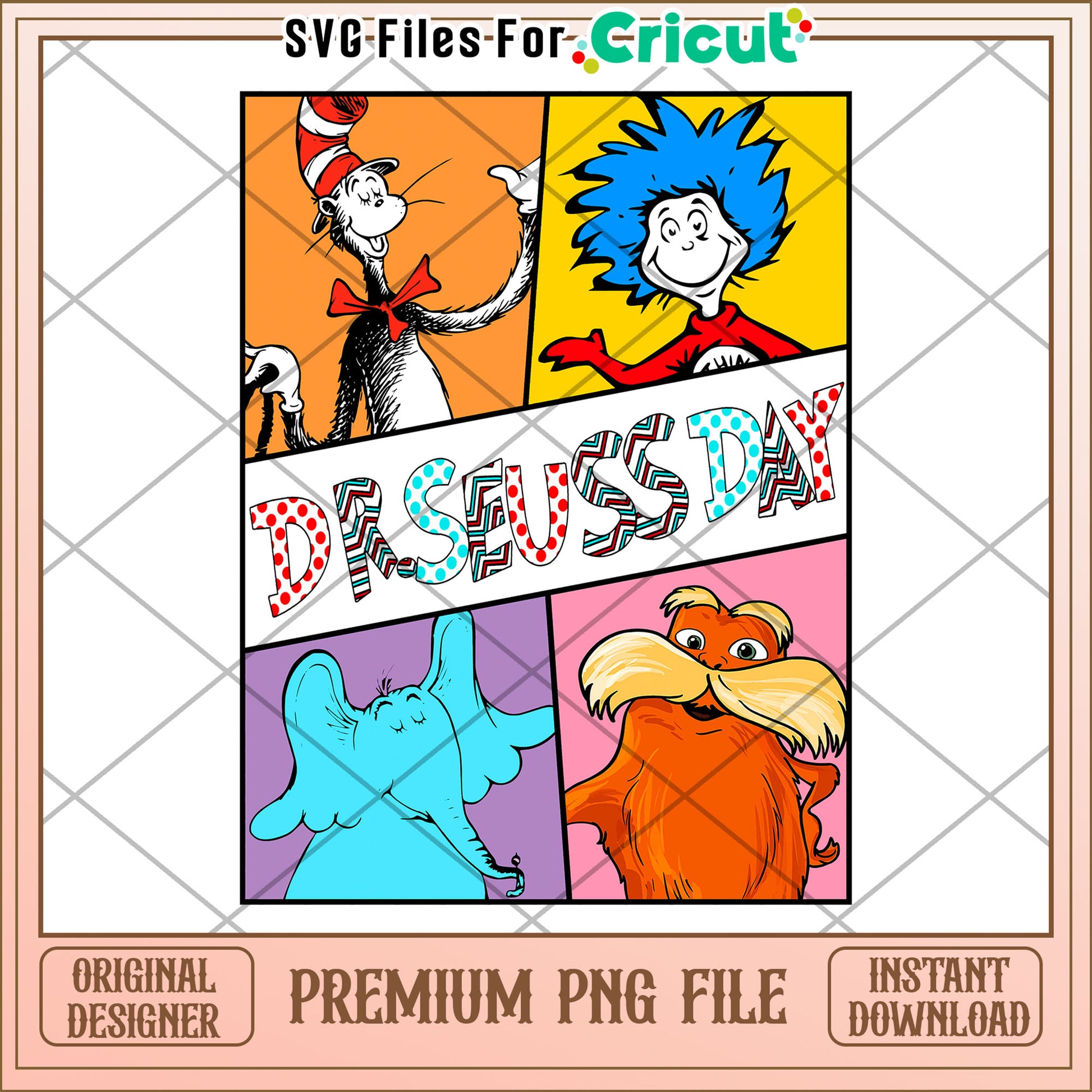 Dr Seuss Day Colorful Characters PNG Instant Download File