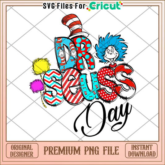 Dr Seuss Day Colorful PNG Design for Instant Download
