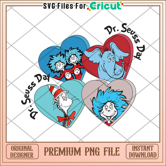 Dr Seuss Day PNG Hearts Clipart