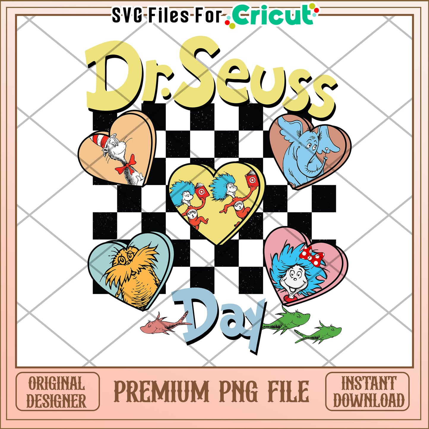 Dr Seuss Day PNG, Characters, Hearts