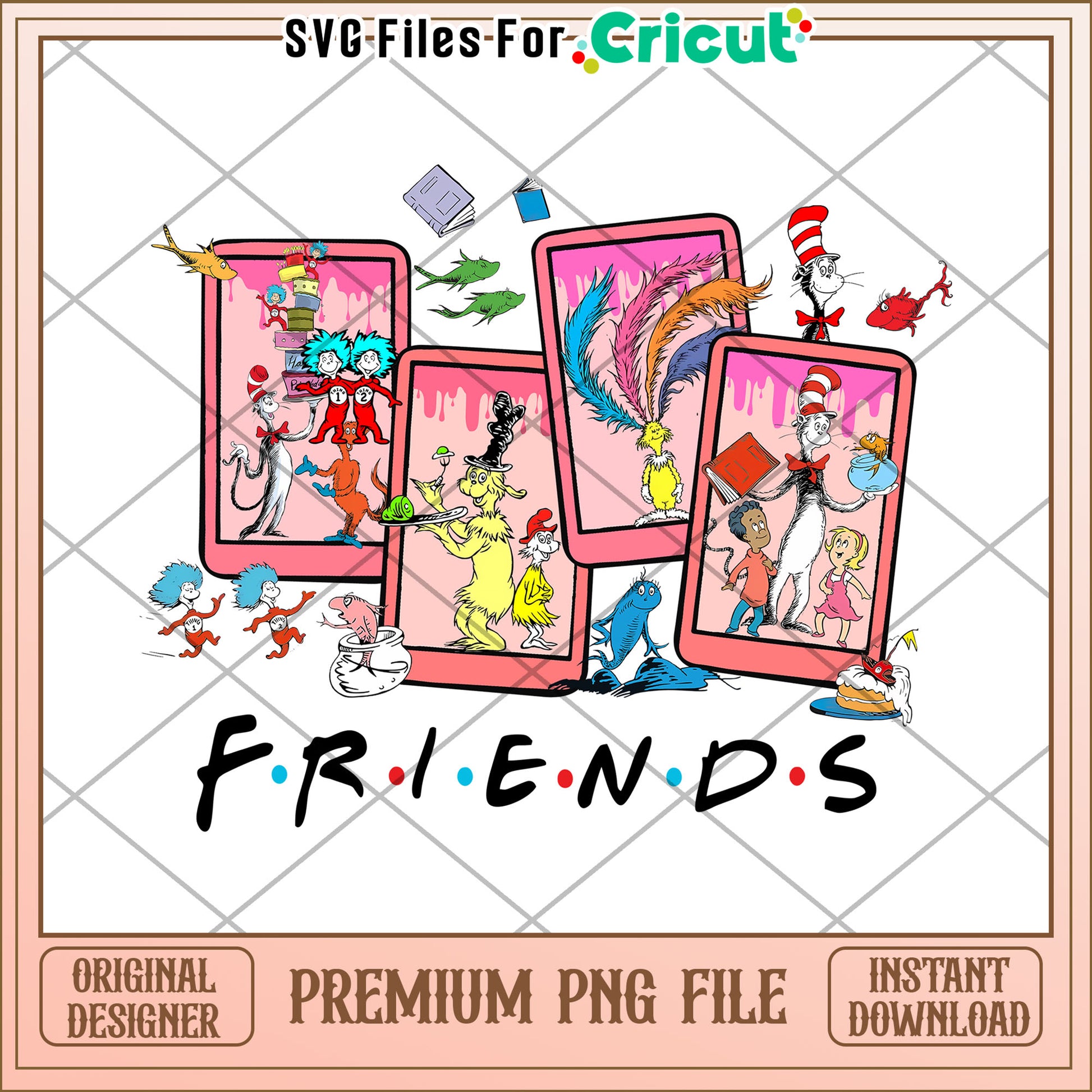 Dr Seuss Friends PNG Sublimation Design