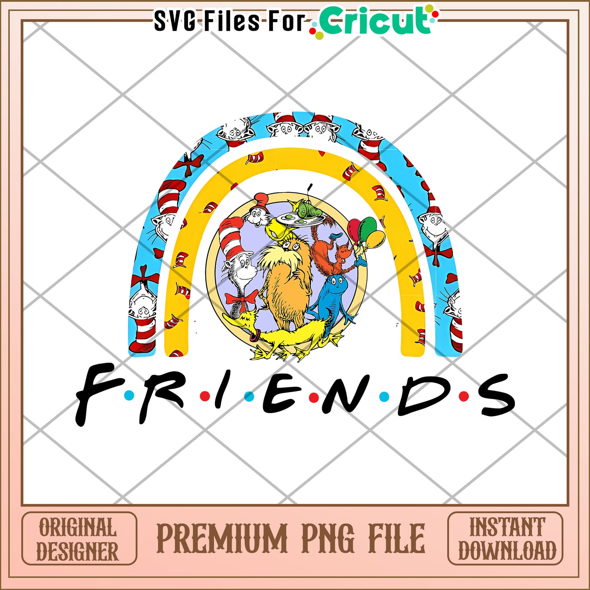 Dr Seuss Friends Rainbow PNG
