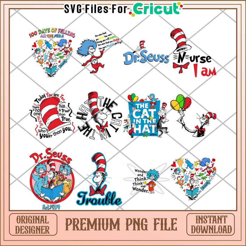 Dr Seuss Fun Bundle Instant Download Premium PNG Files – svg files for ...