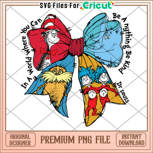Dr Seuss Inspirational Bow PNG Design for Crafting Projects