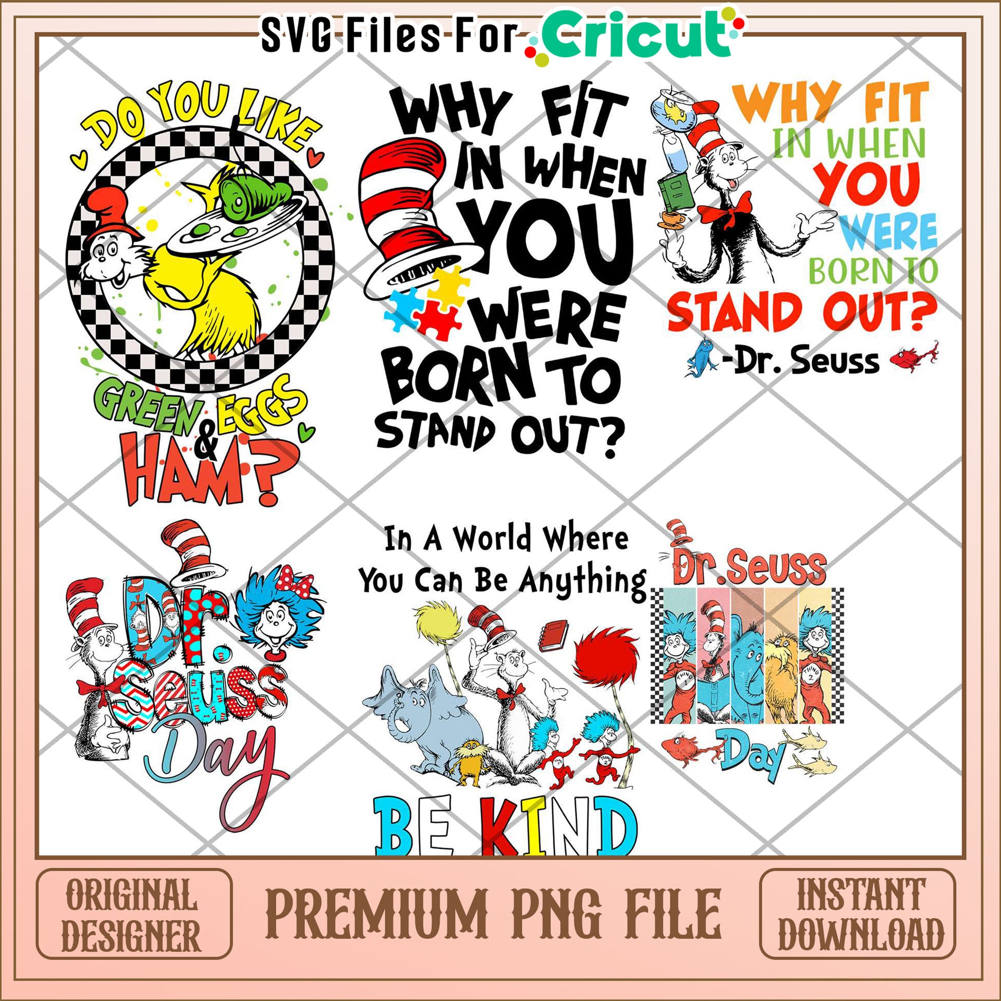 Dr Seuss Inspirational Quote Bundle PNG for Creatives