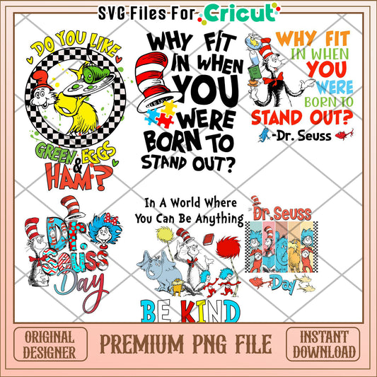 Dr Seuss Inspirational Quote Bundle PNG for Creatives