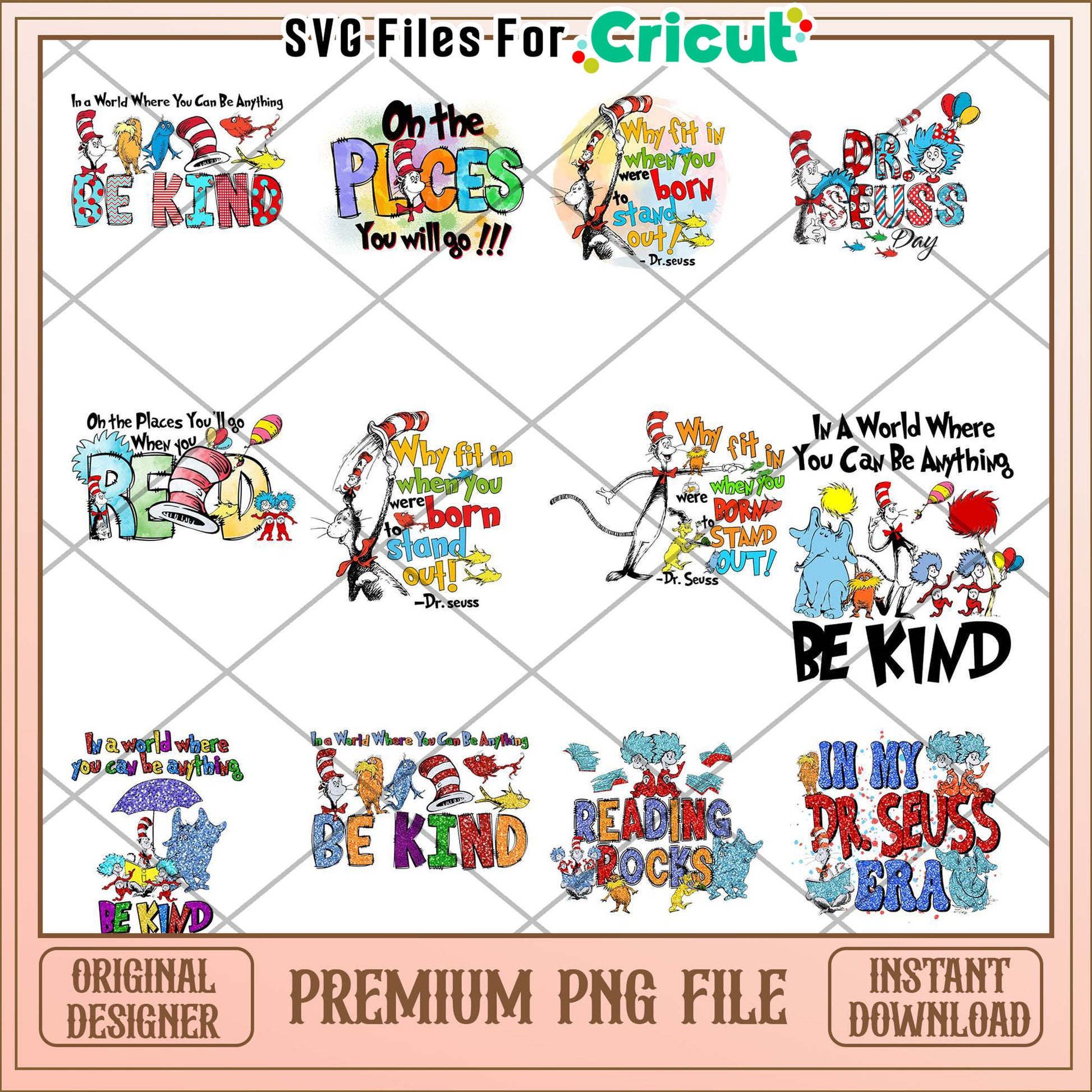Dr Seuss Inspirational Quotes Bundle PNG for Creative Projects