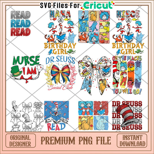 Dr Seuss Inspired Birthday Bundle Premium PNG Graphics