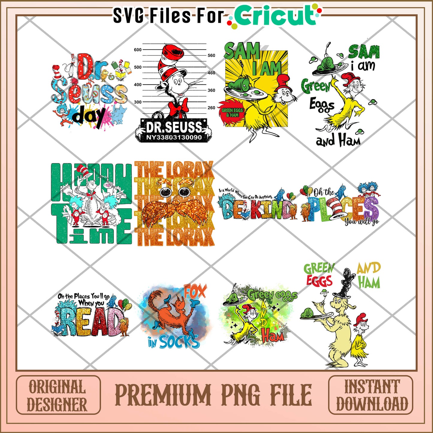 Dr Seuss Inspired Bundle PNG Fun Graphics for Kids Crafts