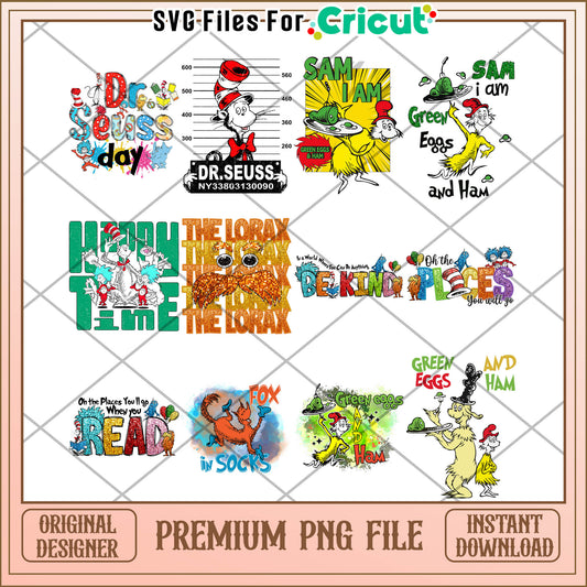 Dr Seuss Inspired Bundle PNG Fun Graphics for Kids Crafts