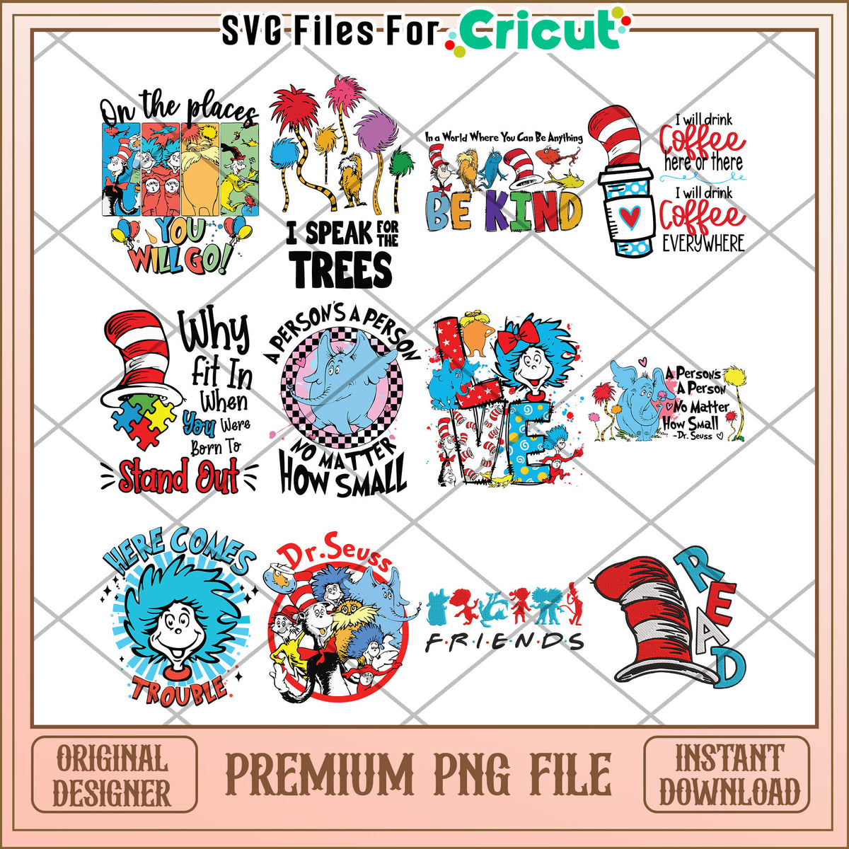 Dr Seuss Inspired Bundle PNG Fun Quote Designs Download – svg files for ...