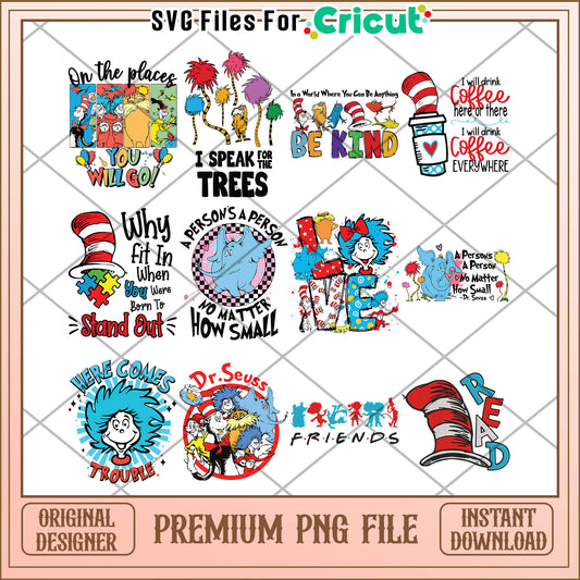 Dr Seuss Inspired Bundle PNG Fun Quote Designs Download
