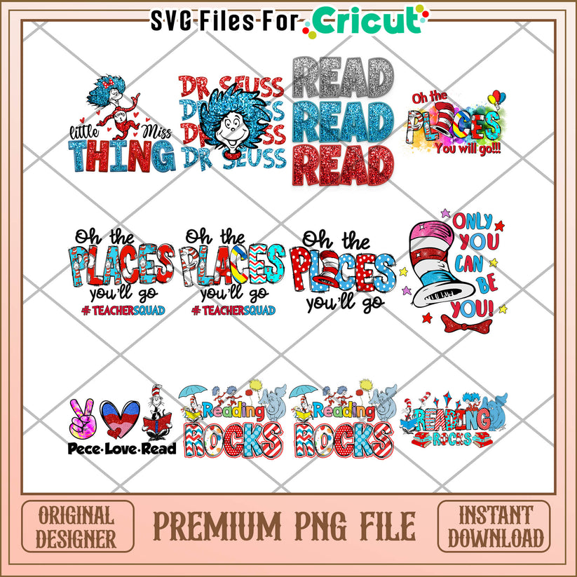 Dr Seuss Inspired Bundle PNG for Reading and Teaching – svg files for ...