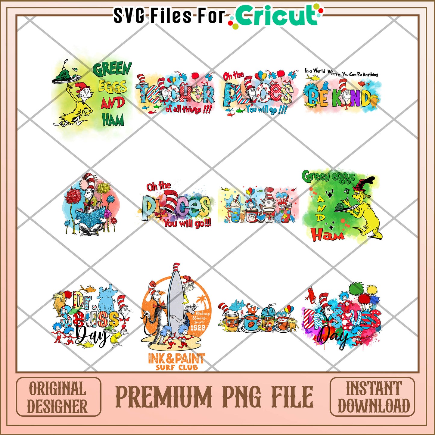 Dr Seuss Inspired Bundle Premium PNG Instant Download