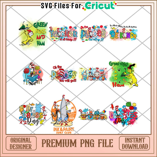 Dr Seuss Inspired Bundle Premium PNG Instant Download