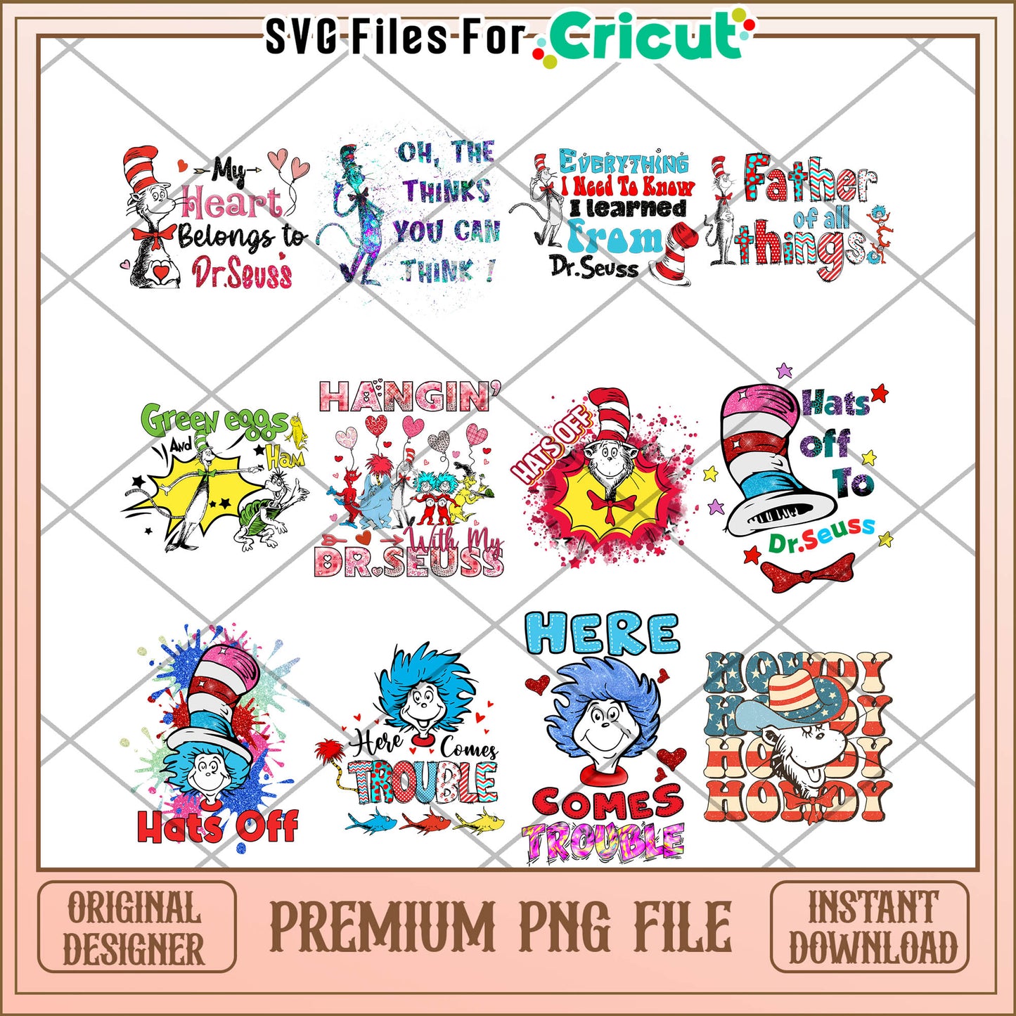 Dr Seuss Inspired Bundle Premium PNG Instant Download File