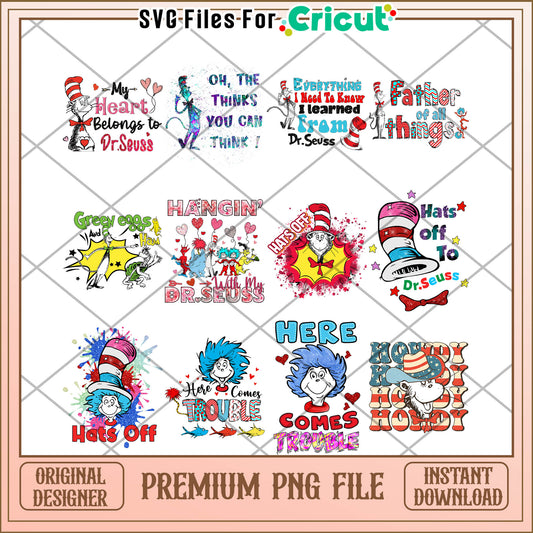 Dr Seuss Inspired Bundle Premium PNG Instant Download File