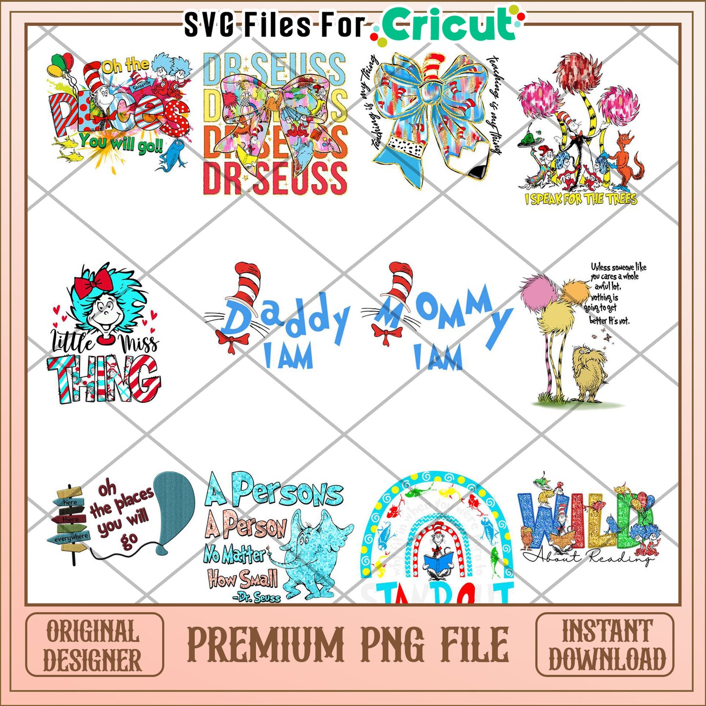 Dr Seuss Inspired Bundle Premium PNG Instant Download Files