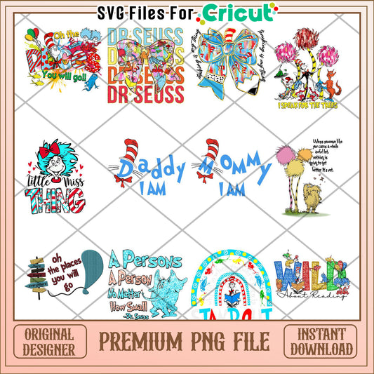 Dr Seuss Inspired Bundle Premium PNG Instant Download Files