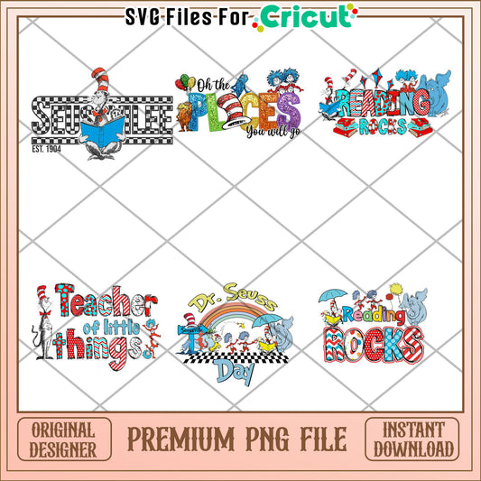Dr Seuss Inspired Bundle of Premium PNG Designs for Kids