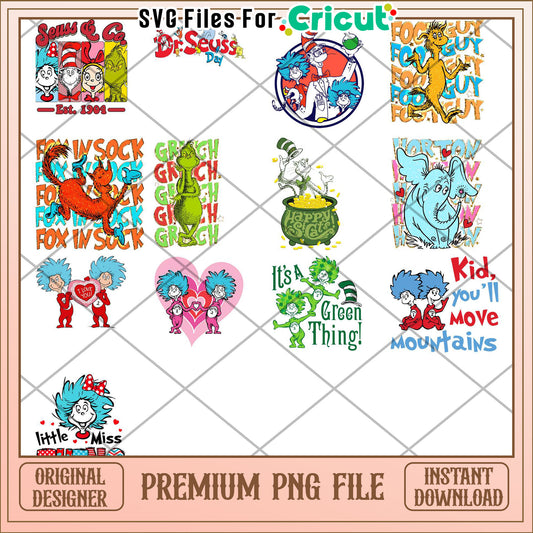 Dr Seuss Inspired PNG Bundle for Creative Projects