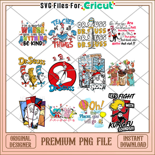 Dr Seuss Inspired PNG Bundle for Fun Craft Projects