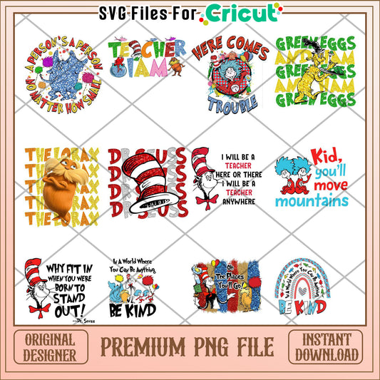 Dr Seuss Inspired Quote Bundle Premium PNG Files Download