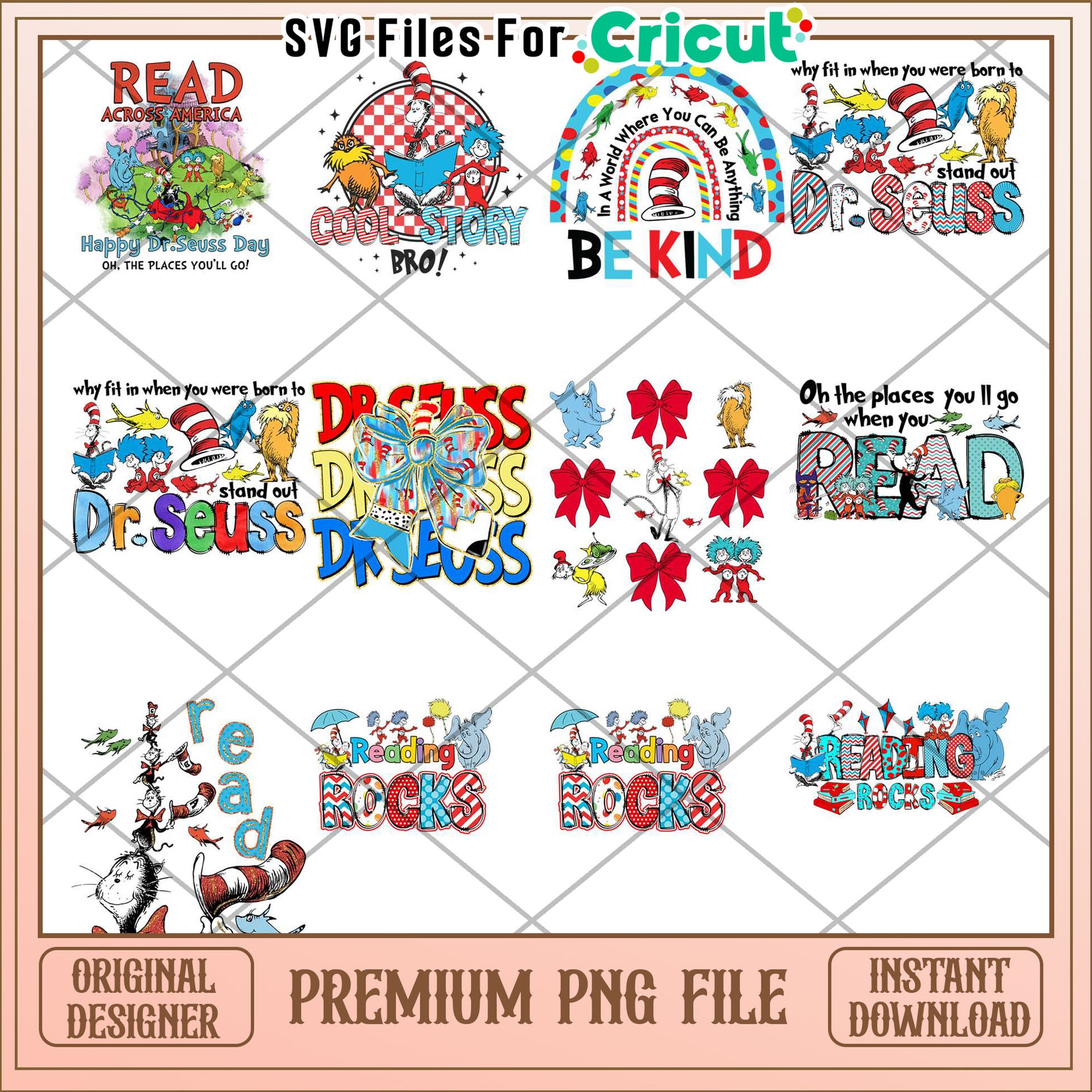 Dr Seuss Inspired Reading Bundle Premium PNG Download