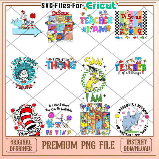 Dr Seuss Inspired Teacher Bundle PNG Ideal for Crafts