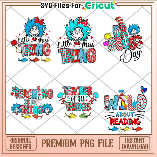 Dr Seuss Inspired Teaching Bundle PNG for Instant Download