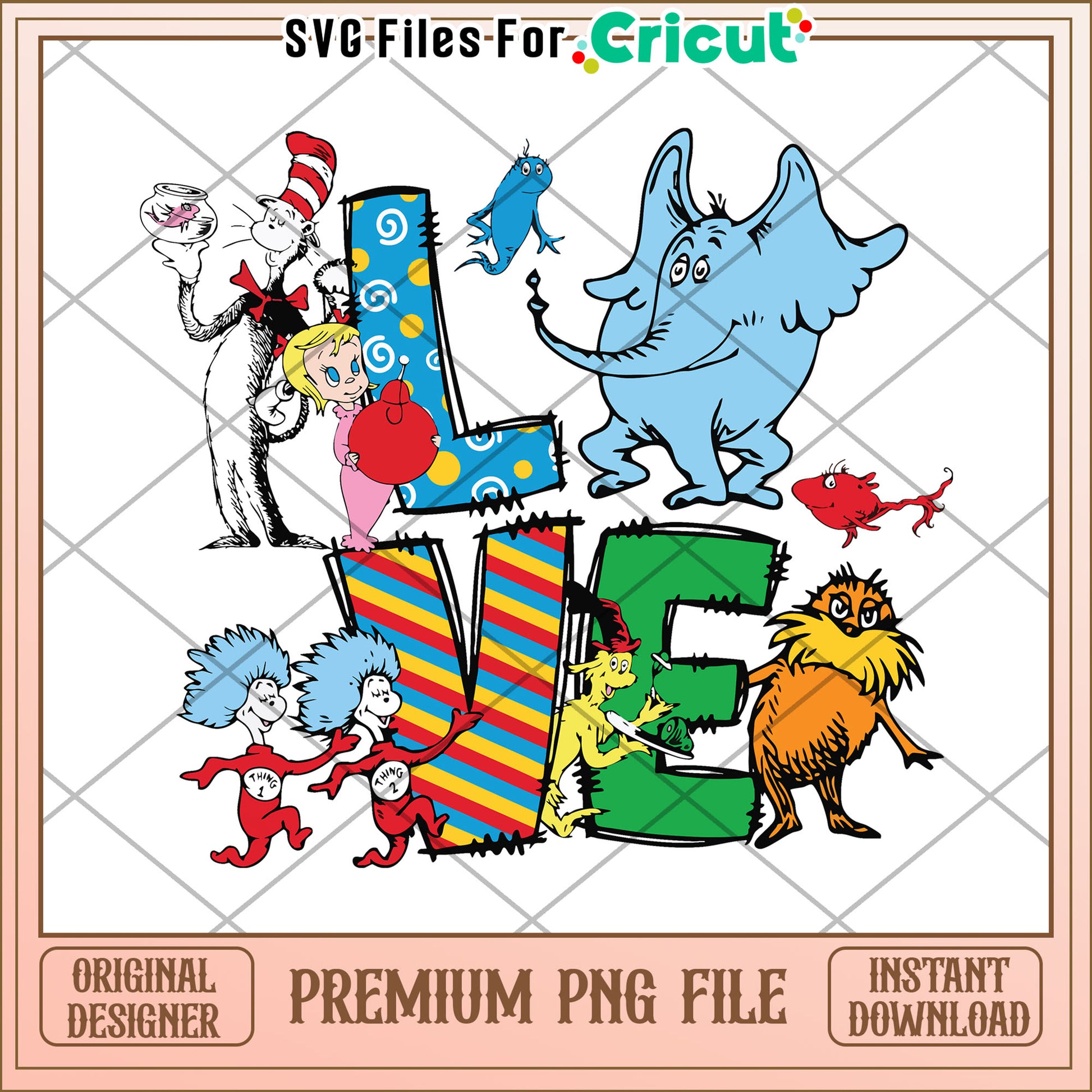 Dr Seuss Love PNG Sublimation