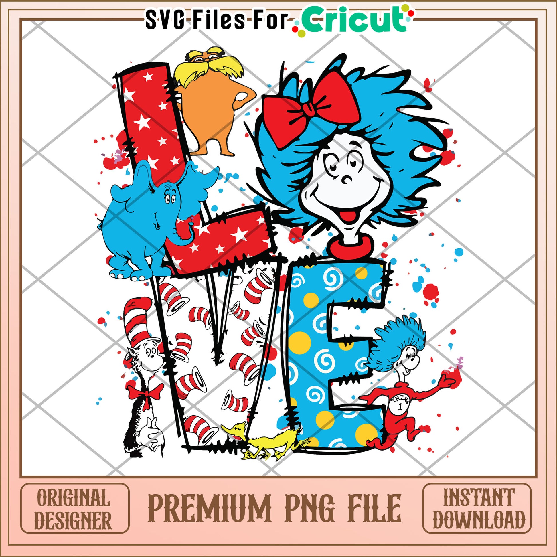 Dr Seuss Love PNG Sublimation Design