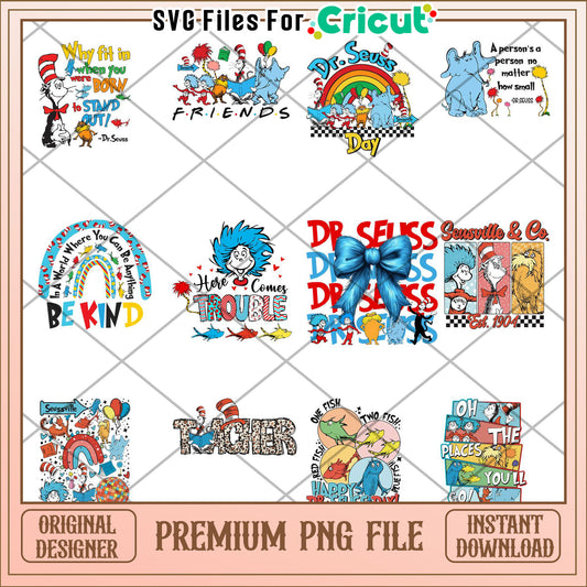 Dr Seuss PNG Bundle Colorful Designs for Creative Projects