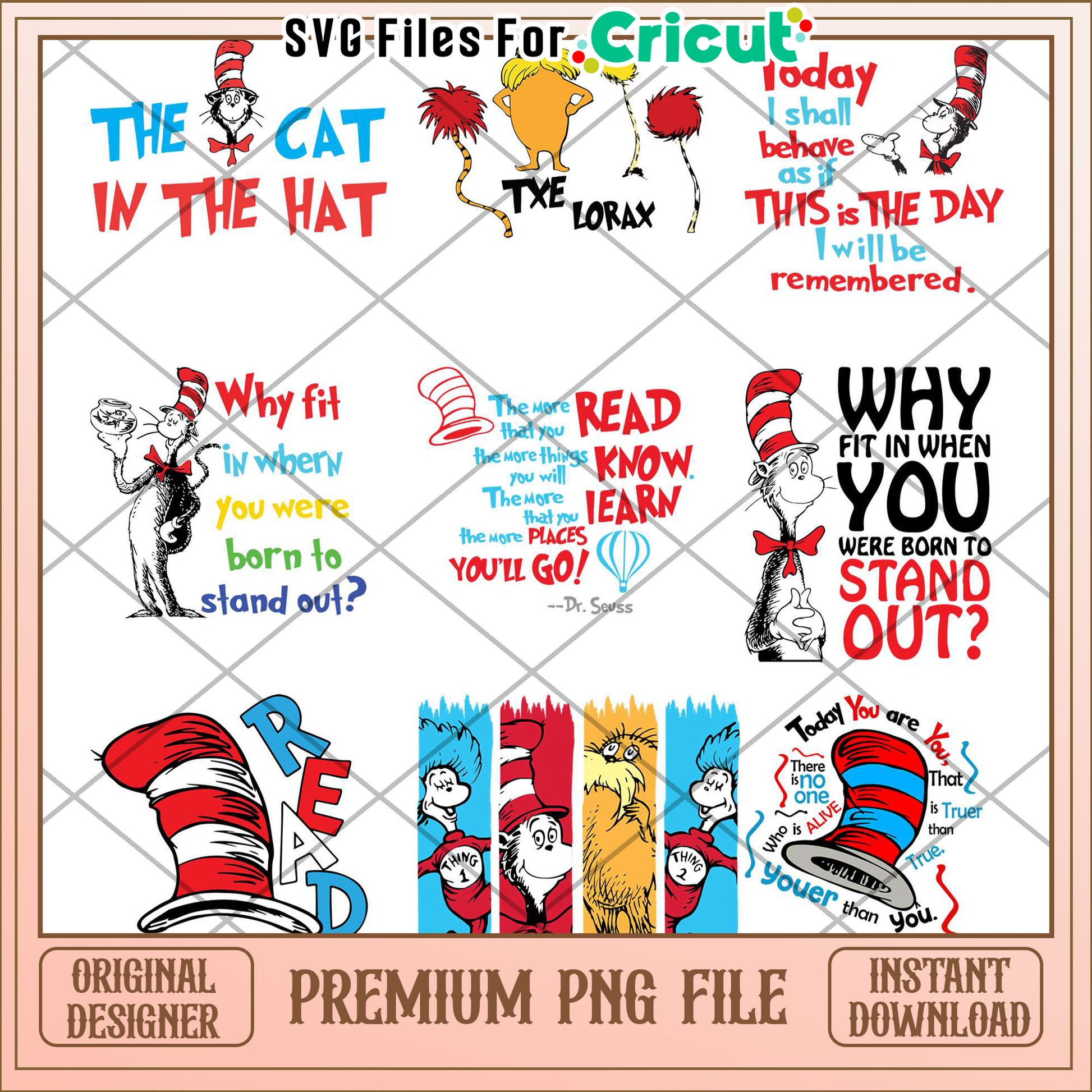 Dr Seuss Quote Bundle PNG for Creative Projects Download
