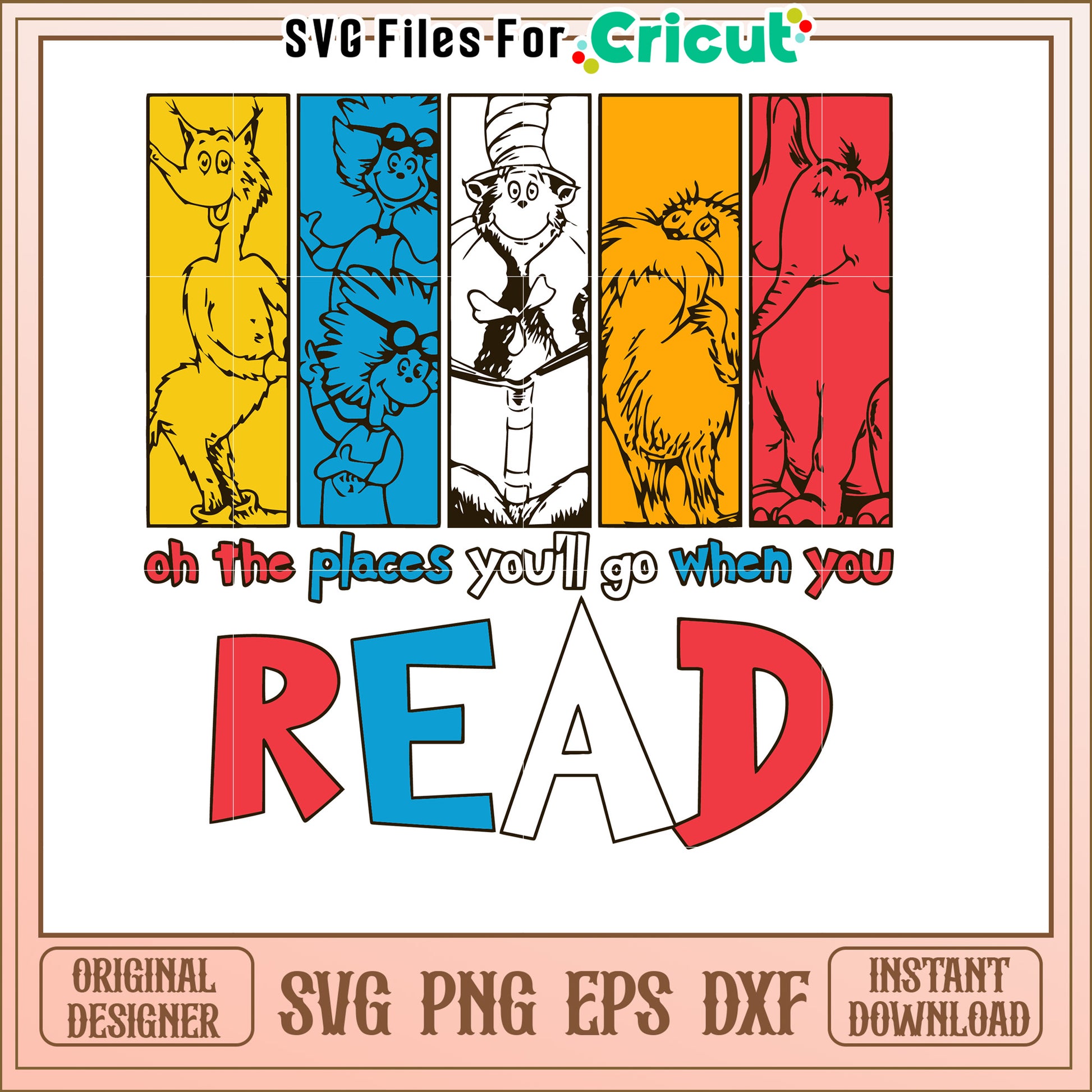 Dr Seuss Reading SVG Cut File