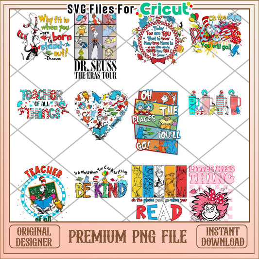 Dr Seuss Teacher Bundle Fun PNG Designs Instant Download