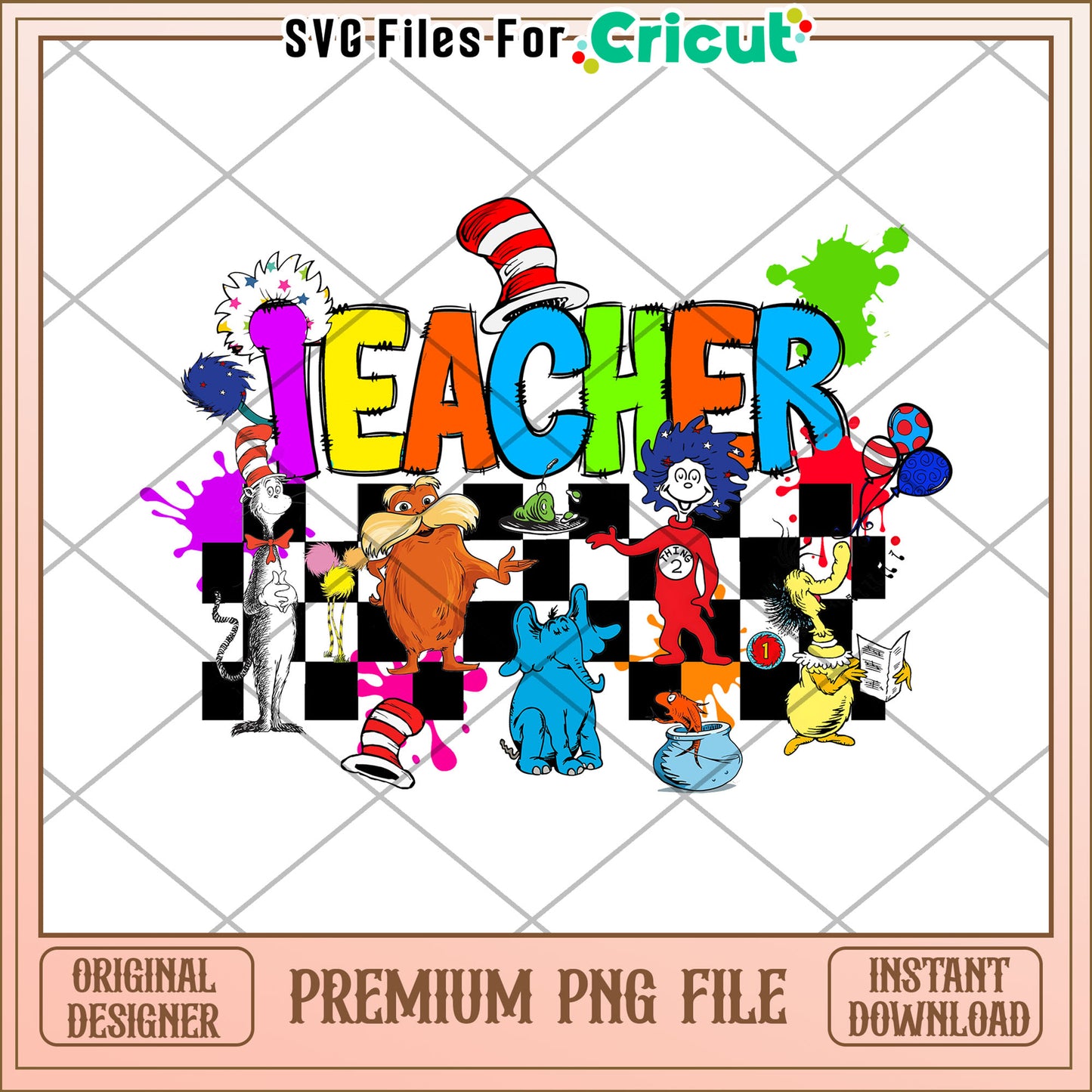 Dr Seuss Teacher PNG Sublimation Design